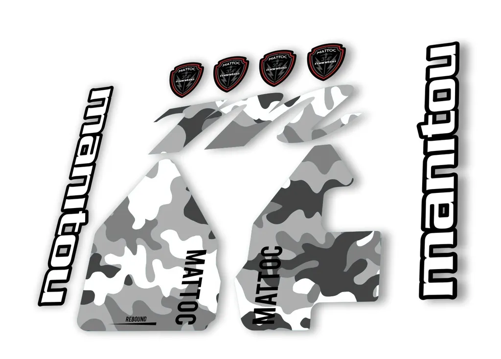 Manitou Mattoc 2017 Fork Suspension Decal Kit Sticker Set White Camo - 1