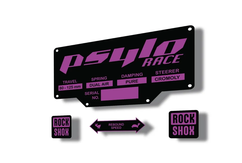 Rock Shox PSYLO RACE 2002 Mountain Bike Cycling Decal Kit Sticker Adhesiv Purple - 1