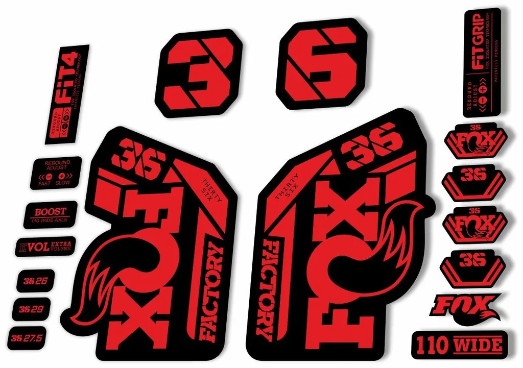 FOX 36 Fork Decal Sticker Set 2021 Factory MTB Suspension Graphics – Red - 1