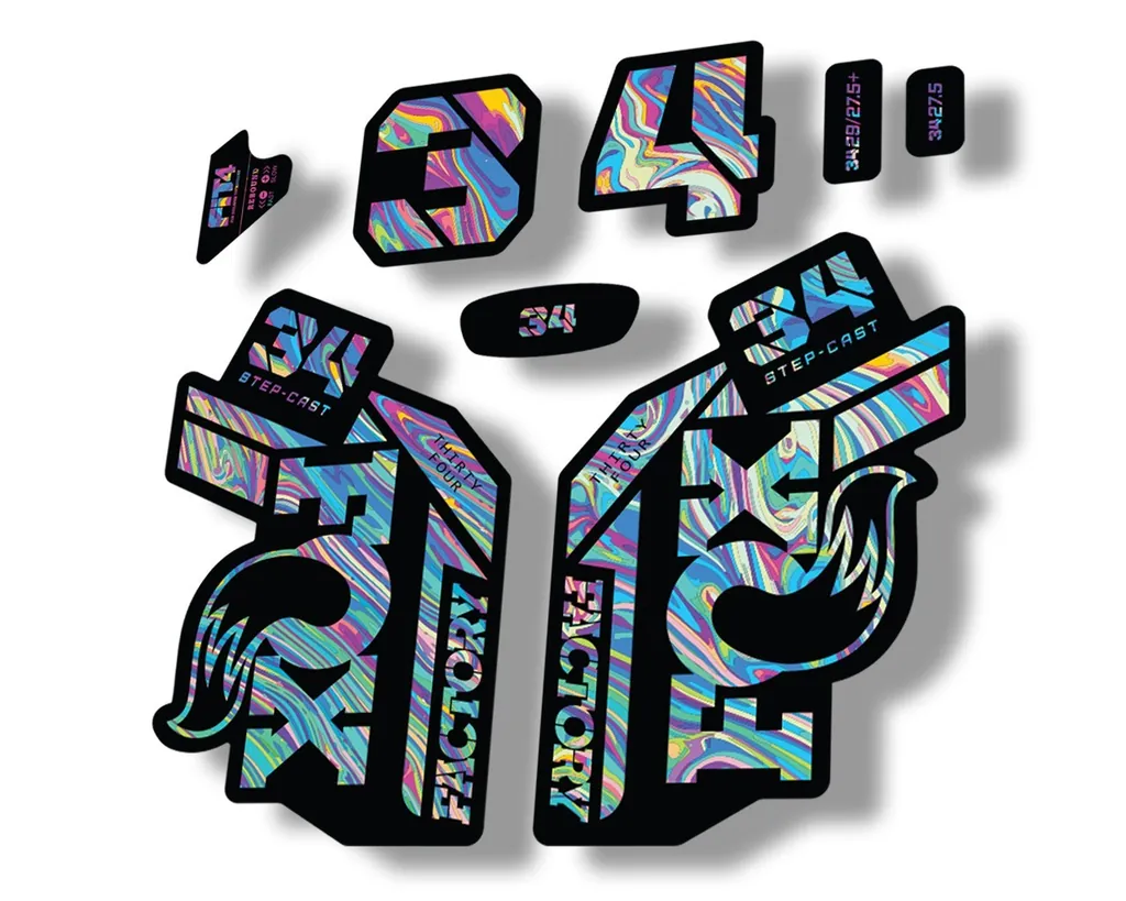 FOX 34 Step Cast SC 2021 Factory Fork Decals Suspension Sticker Oil Slick 1 - 1