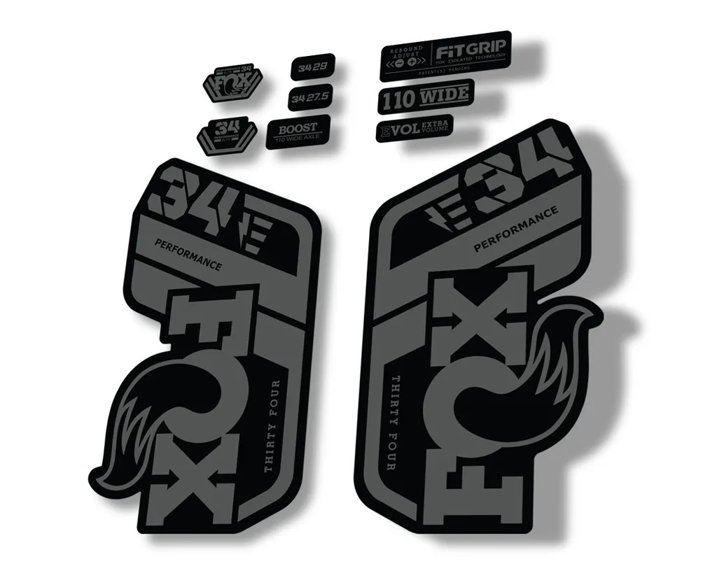 FOX 34 Performance E Bike 2021 Factory Fork Decals Suspension Sticker Gray - 1