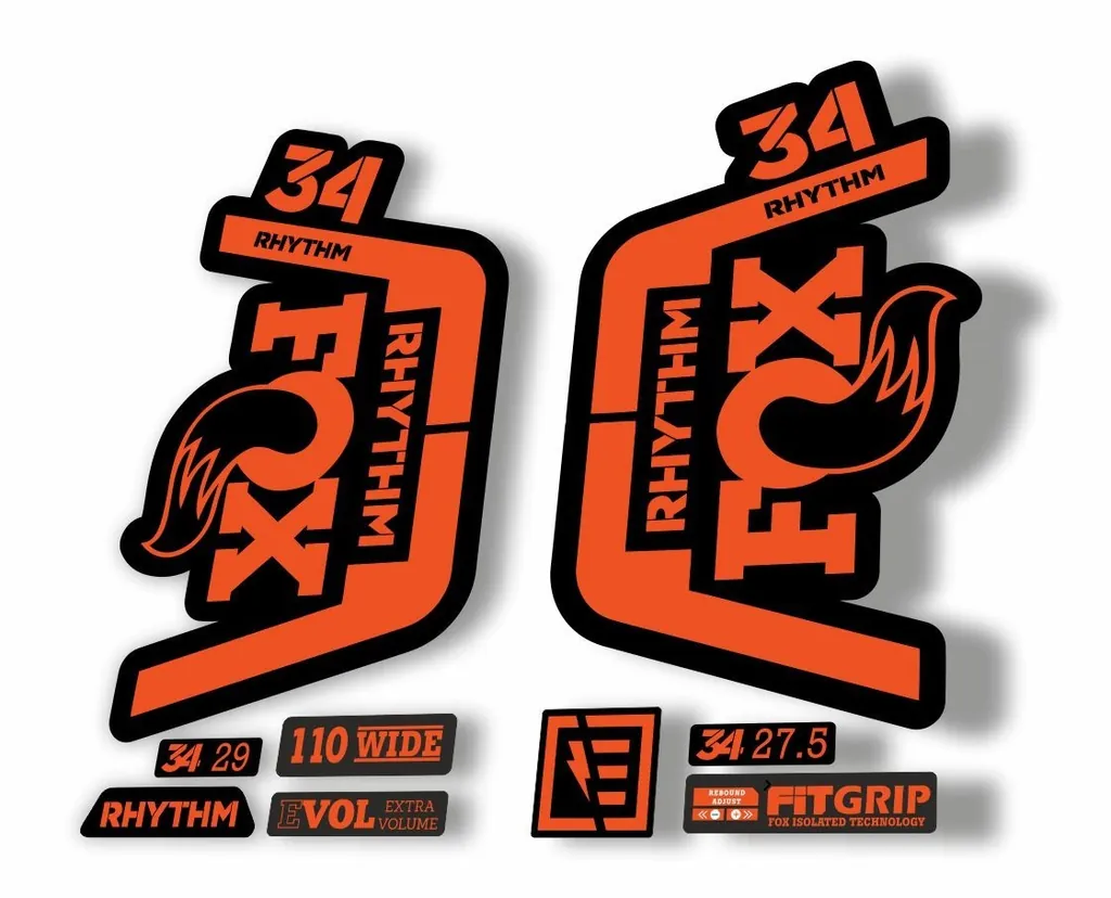 FOX 34 Rhythm 2019 Forks Suspension Factory Decal Sticker Adhesive Orange - 1