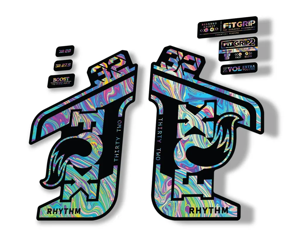 FOX 32 Rhythm 2021 Factory Fork Decals Suspension Sticker Oil Slick1 - 1